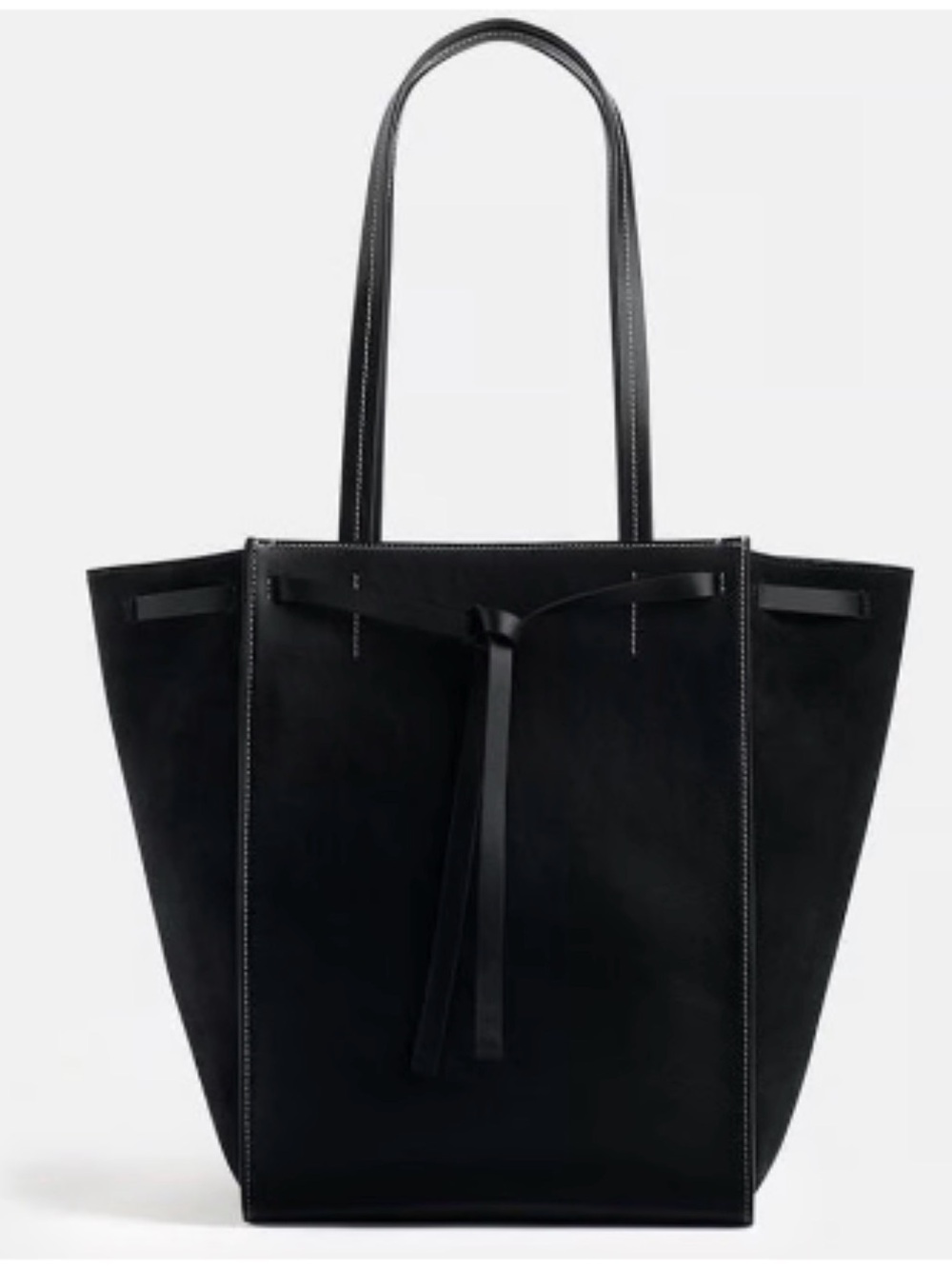 Vince Black Suede Tote with Leather Trim - Picture 1 of 1